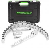 complete 26-piece 1/2 inch drive ratchet and socket set with sae and metric wrenches - ideal mechanic tool set by oemtools logo