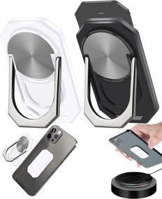 img 4 attached to Two Detachable Cellphone Ring Holder Stand Magnetic Car Phone Holder Mount Kickstand - Wireless Charging Compatible With IPhone Car Electronics & Accessories