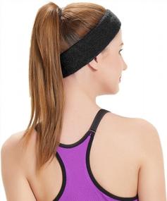 img 2 attached to Спортивные повязки на голову из дышащей махровой ткани для мужчин и женщин - идеально подходят для бега, тренировок, йоги, упражнений и тенниса - Hanerdun Sweatbands