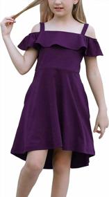 img 4 attached to GORLYA Girl'S Cold Shoulder Dress W/ Flounce Trim & Pockets - Elegant Casual Formal 4-14T Kids