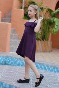 img 2 attached to GORLYA Girl'S Cold Shoulder Dress W/ Flounce Trim & Pockets - Elegant Casual Formal 4-14T Kids