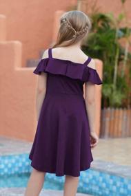 img 3 attached to GORLYA Girl'S Cold Shoulder Dress W/ Flounce Trim & Pockets - Elegant Casual Formal 4-14T Kids
