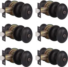 img 4 attached to Probrico Egg Style Bedroom And Bathroom Privacy Door Knobs Oval Oil Rubbed Bronze Keyless Door Lock(6 Pack)