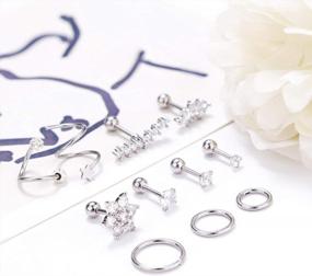 img 3 attached to Stylish And Durable Cartilage Piercing Jewelry Set With CZ Barbell Stud By MILACOLATO