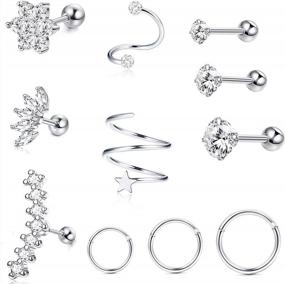 img 4 attached to Stylish And Durable Cartilage Piercing Jewelry Set With CZ Barbell Stud By MILACOLATO