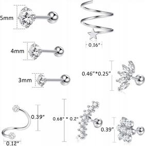 img 1 attached to Stylish And Durable Cartilage Piercing Jewelry Set With CZ Barbell Stud By MILACOLATO