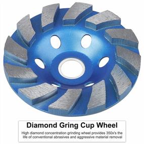 img 1 attached to Sunjoyco 4-Inch Diamond Cup Grinding Wheel - 12-Segment Heavy Duty Turbo Row Disc For Concrete, Granite, Stone, Marble, Masonry And More