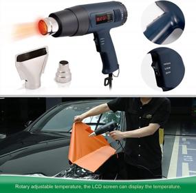 img 2 attached to FOSHIO Car Window Tint Kit & Vinyl Wrap Tools Set Including 1800W Heat Gun With LCD Display, Glass Wiper Squeegee, Micro Wrap Stick Squeegees, Utility Knife & Gloves - US Plug 110V