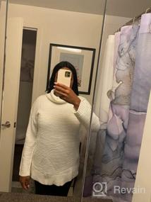img 8 attached to Chunky Knit Turtle Neck Pullover Sweater For Women - Casual Long Sleeve Top With Side Slit By PrinStory