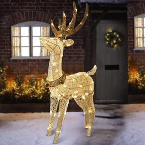 img 4 attached to Add Charm To Your Home With PEIDUO'S Lighted Reindeer Decoration For Christmas