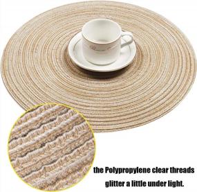 img 3 attached to Set Of 4 Beige Round Braided Placemats - 15 Inch Washable Table Mats For Dining Tables By SHACOS