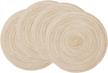 set of 4 beige round braided placemats - 15 inch washable table mats for dining tables by shacos logo