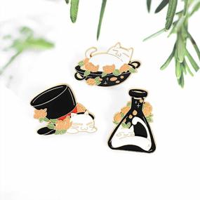 img 2 attached to Cute White Cat Enamel Lapel Pin Set For Women Girls - Cartoon Animal Brooch Badges For Clothing Jackets Accessories