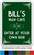 personalized man cave metal sign - 7" x 10" - indoor/outdoor - customizable with your text - made in usa by buttonsmith logo