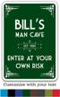 personalized man cave metal sign - 7" x 10" - indoor/outdoor - customizable with your text - made in usa by buttonsmith logo