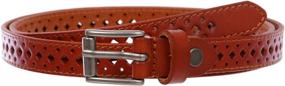 img 1 attached to Womens Leather Perforated Skinny Stitched Edge Women's Accessories : Belts