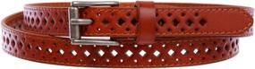 img 2 attached to Womens Leather Perforated Skinny Stitched Edge Women's Accessories : Belts