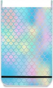 img 3 attached to Colorful Mermaid Scale Design Laundry Hamper Bag - Large Zippered Hanging Basket For Bathroom, College, And Closet Storage Of Dirty Clothes Behind Doors