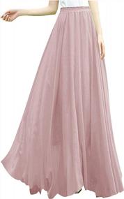 img 4 attached to Retro Elastic Pleated Chiffon Maxi Skirt For Women - Full/Ankle Length