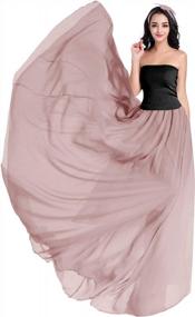 img 3 attached to Retro Elastic Pleated Chiffon Maxi Skirt For Women - Full/Ankle Length