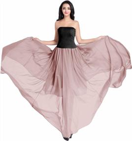 img 2 attached to Retro Elastic Pleated Chiffon Maxi Skirt For Women - Full/Ankle Length