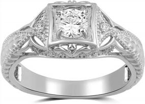 img 4 attached to Jewelili стерлингового серебра 5 мм круглый кубический цирконий винтажное обручальное кольцо