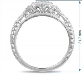 img 1 attached to Jewelili стерлингового серебра 5 мм круглый кубический цирконий винтажное обручальное кольцо