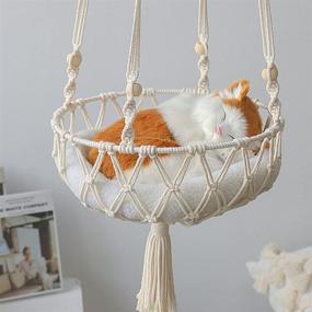 img 2 attached to Macrame Hammock Handwoven Sleeping Climbing Cats