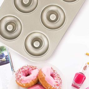 img 2 attached to Get Creative In The Kitchen With Beasea Donut Pan 2 Pack - Non-Stick 6 Cavity Baking Pans For Full-Size Donuts, Bagels, And More!