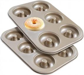 img 4 attached to Get Creative In The Kitchen With Beasea Donut Pan 2 Pack - Non-Stick 6 Cavity Baking Pans For Full-Size Donuts, Bagels, And More!