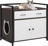 cat little box enclosure: wooden storage cabinet with 2 doors and 2 drawers for hidden cat washroom furniture in white and walnut by sogesfurniture logo