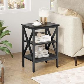 img 3 attached to YITAHOME 3-Tier X-Design End Table Set For Small Spaces - Industrial Farmhouse Nightstand With Storage Shelf Perfect For Bedroom And Living Room - Easy Assembly - Black (Pack Of 2)