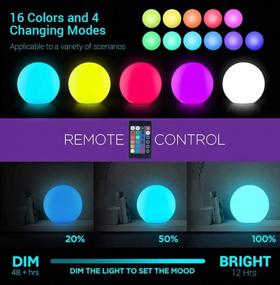 img 3 attached to LOFTEK LED Dimmable Light Ball: 12-Inch Waterproof Floating Pool Lights With Remote, 16 Colors & 4 Modes Sphere Night Light, Cordless & Fast Chargeable, Sensory Toys For Kids, Home, Party, Pool Decor