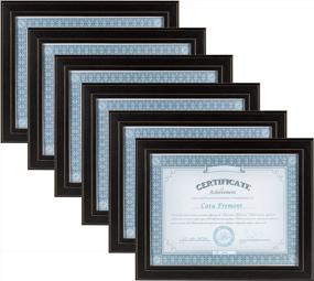 img 4 attached to Display Your Achievements In Style With DesignOvation Kieva Solid Wood Document Frames - Pack Of 6, Distressed Black 8.5X11