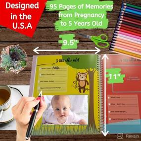 img 1 attached to 👶 Novarena Baby Memory Book Journal Scrapbook with 48 Monthly Milestones Stickers &amp; Clean-Touch Baby Safe Ink Pad - Perfect for the First 5 Years