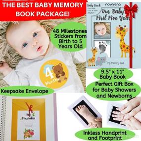 img 2 attached to 👶 Novarena Baby Memory Book Journal Scrapbook with 48 Monthly Milestones Stickers &amp; Clean-Touch Baby Safe Ink Pad - Perfect for the First 5 Years