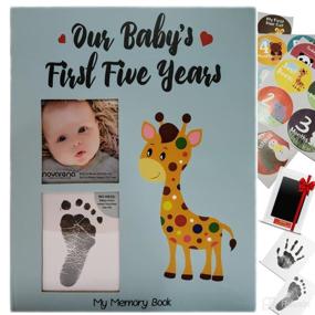 img 4 attached to 👶 Novarena Baby Memory Book Journal Scrapbook with 48 Monthly Milestones Stickers &amp; Clean-Touch Baby Safe Ink Pad - Perfect for the First 5 Years