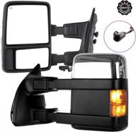 ineedup tow mirrors towing mirrors fit for 1999-2007 for ford for f250/for f350/for f450/for f550 super duty with left and right side power operation heated with turn signal light logo