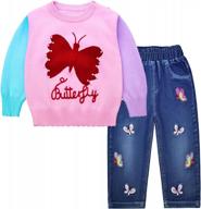 cotton top and jeans set for toddler and big girls - peacolate 18m-7t clothing, 2pcs logo
