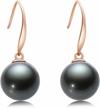 vintage 18k gold dangle earrings with 8-9mm tahitian cultured pearls in black - genuine drop ear hook jewelry for women logo