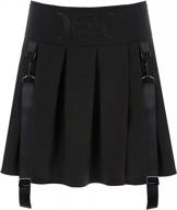 arjungo women's high waist punk cross print dark mini skirts suspender black uniform pleated skirt logo