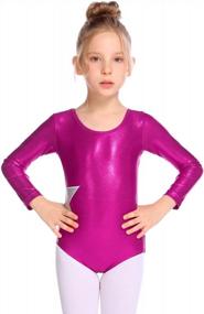 img 2 attached to Zaclotre Girls Sparkling Stars Gymnastics Long Sleeve Leotards For Patriotic USA Kids