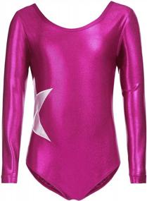 img 4 attached to Zaclotre Girls Sparkling Stars Gymnastics Long Sleeve Leotards For Patriotic USA Kids