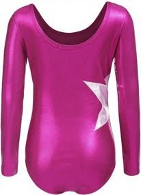 img 3 attached to Zaclotre Girls Sparkling Stars Gymnastics Long Sleeve Leotards For Patriotic USA Kids