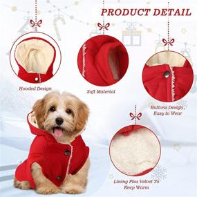 img 1 attached to Red Knitwear Fleece Warm Dog Hoodie Winter Dog Hoodie New Year Sweater Small Dog Jacket Hooded Puppy Coat Valentine Clothing Soft Thickening Pup Dogs Shirt for Dogs