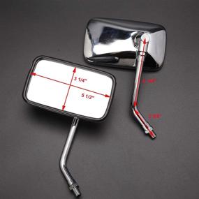 img 1 attached to 🔍 Chrome Motorcycle Handlebar Rearview Mirrors | Honda Kawasaki Suzuki Cruiser Scooter | 10MM Rectangle Shape (Chrome#2)