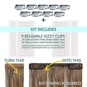 img 3 attached to Big Kizzy Brown No Sew Clip In Hair Extension Kit - Convert Tape Or Wefted Extensions Into Reusable Clip-Ins Fast & Easy!