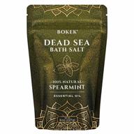 organic spearmint dead sea bath salt, 8 oz resealable bag by bokek logo