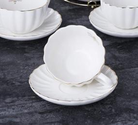 img 2 attached to 17-Piece Jusalpha Porcelain Tea Set - 8 OZ White Coffee Cup/Teacup, Saucer, Spoons, Teapot & Creamer (FD-TW17PC SET)