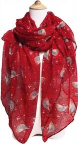 img 3 attached to GERINLY Scarfs For Women Lightweight Floral Birds Print Cotton Scarves And Wraps For Holiday Shawl